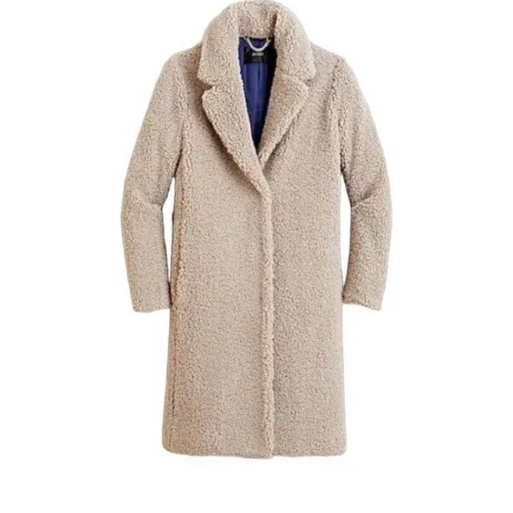 J. Crew Teddy Sherpa Topcoat xs in Nantucket Fog